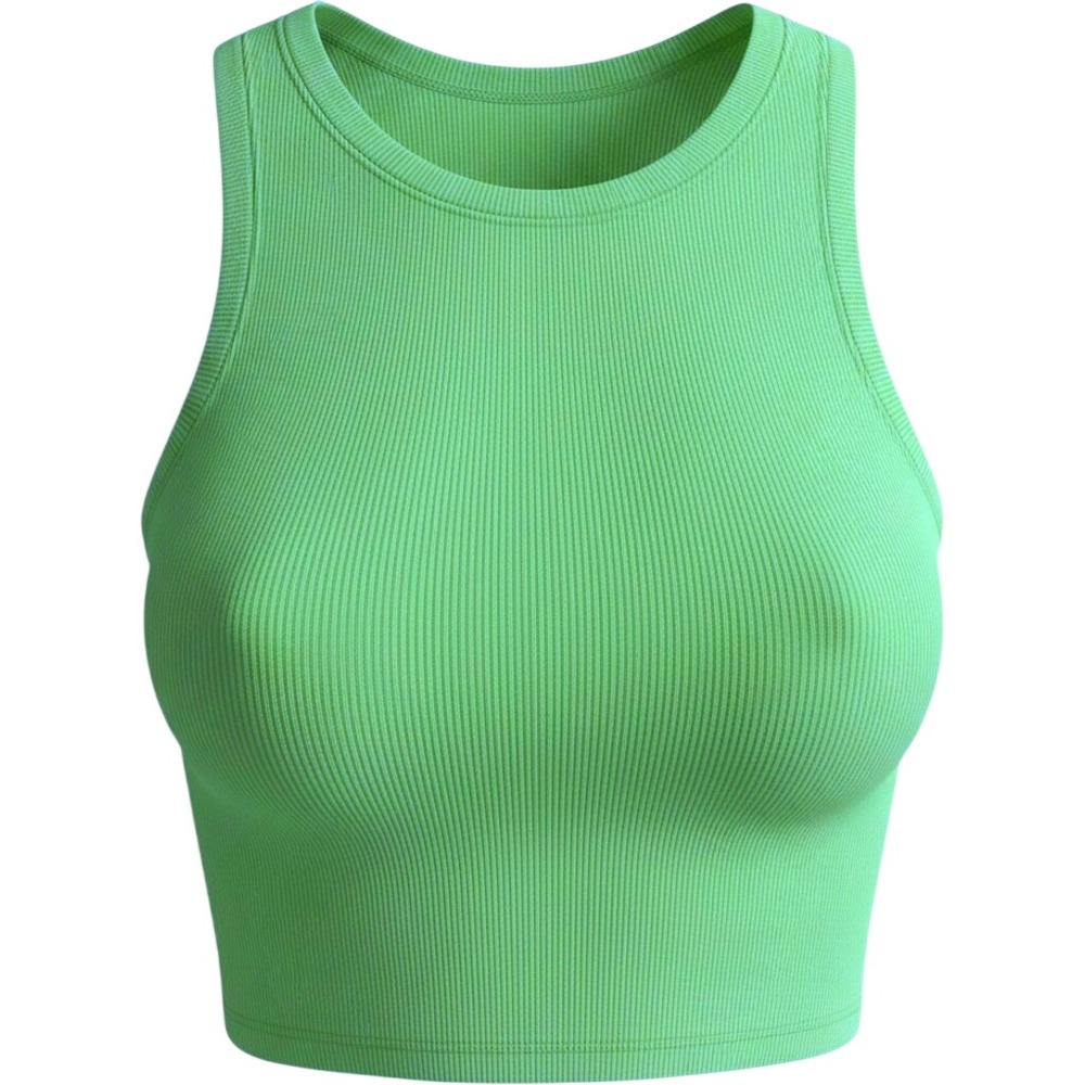 DESTINED Med M Green Ribbed racer back cropped crop Tank Top Sleeveless‎ Casual